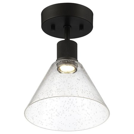 Access Lighting Port Nine Martini, Martini LED SemiFlush, Matte Black Finish, Seeded Glass 63146LEDD-MBL/SDG